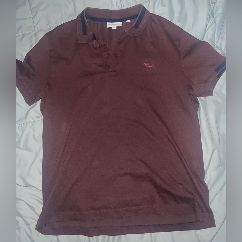 Men’s Lacoste Regular Fit Polo Shirt Mens short sleeve Brown Size Large